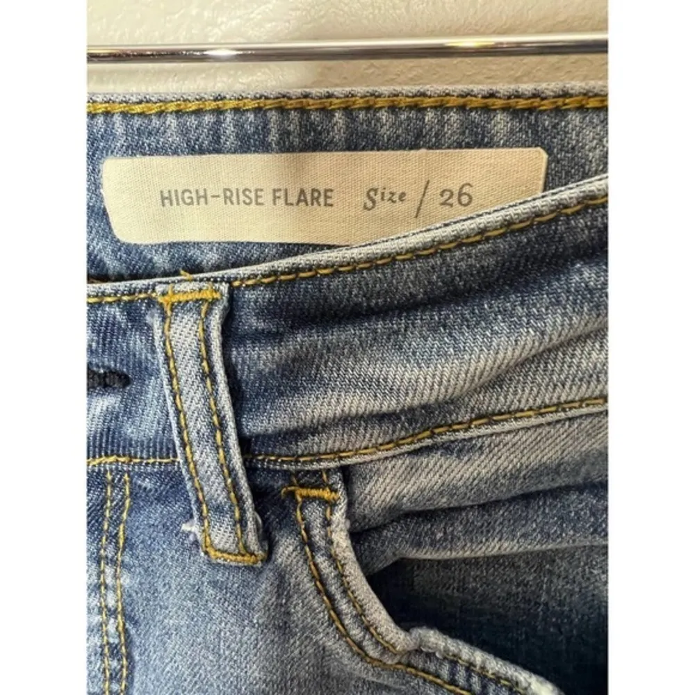 Anthropologie high rise flare Frayed Hem Jeans Pilcro and the Letterpress sz 26 - Image 9
