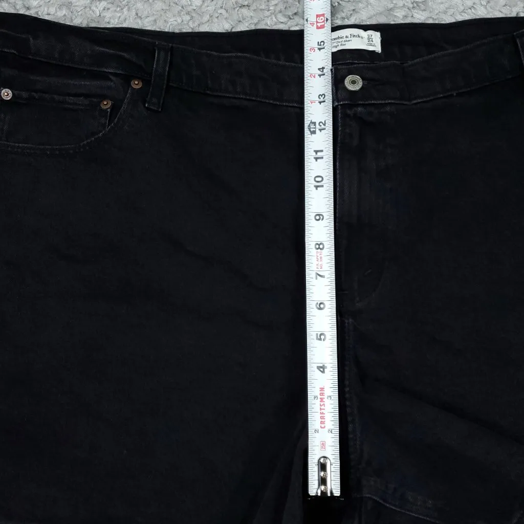 Abercrombie High Rise 7" Dad Jean Shorts Black Denim Stretch Plus Size 24 37 - Image 7
