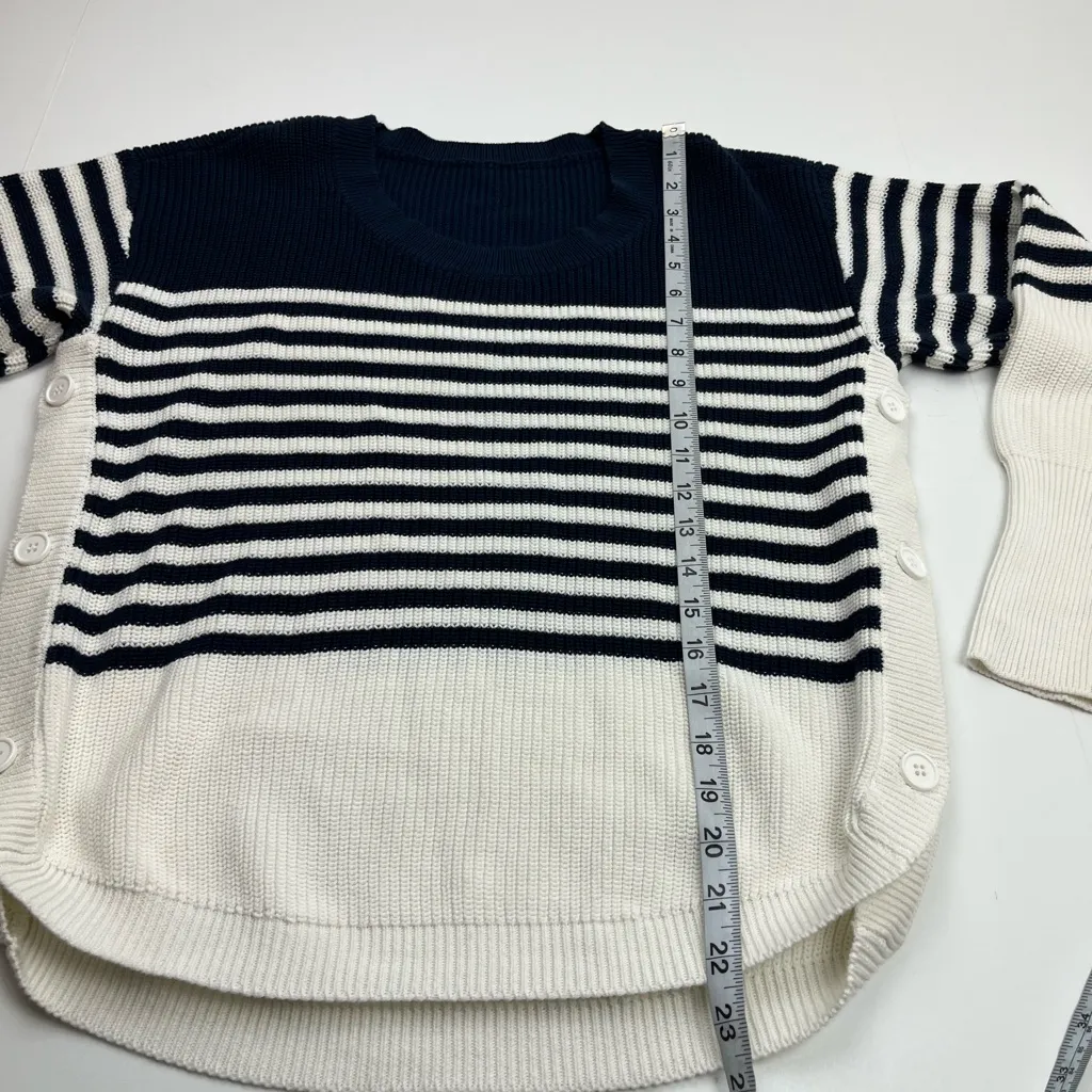 Sundays Alder Side‎ Button Navy Blue White Striped Sweater *SEE MEASUREMENTS - Image 8