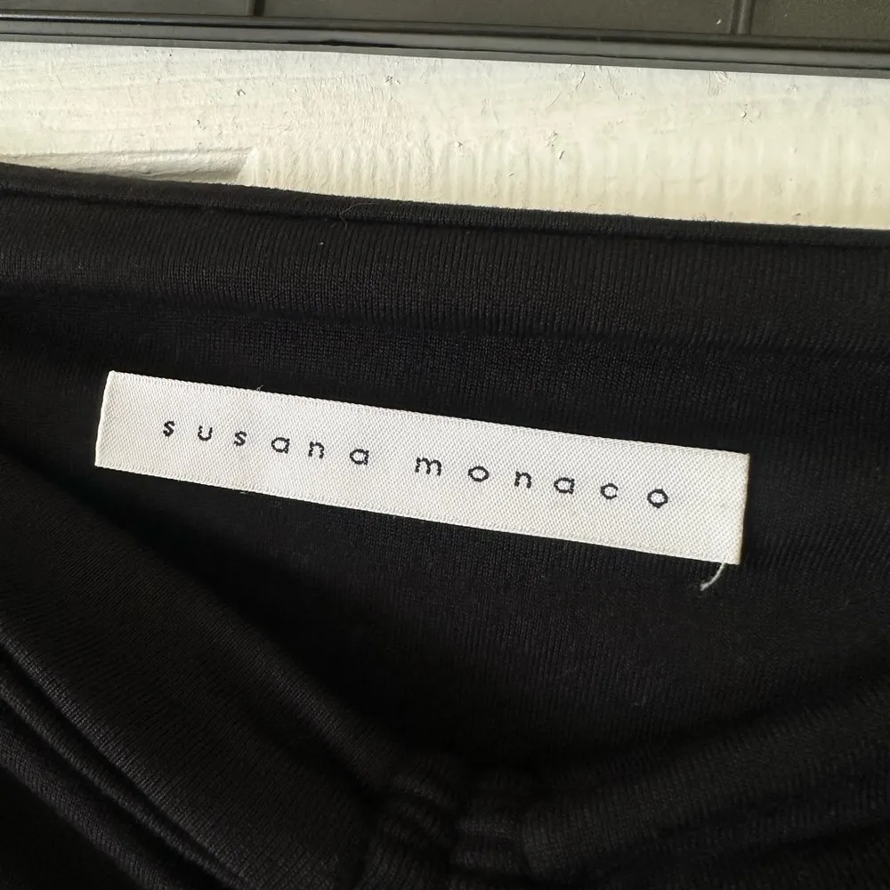 Black midi skirt with ruched front and front slit, size xs - Image 7