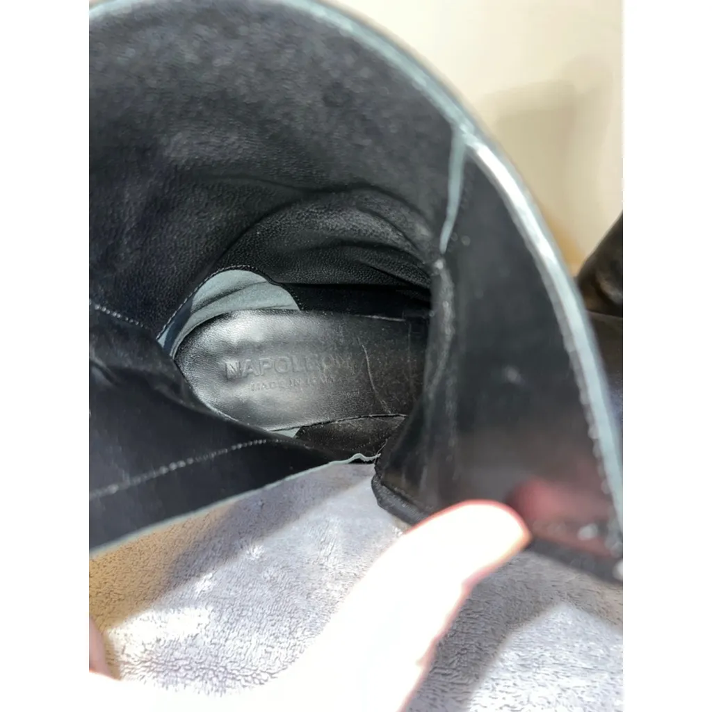 Napoleoni Black Leather Vintage Made in Italy Heeled Boots 37 Size 7 - Image 6