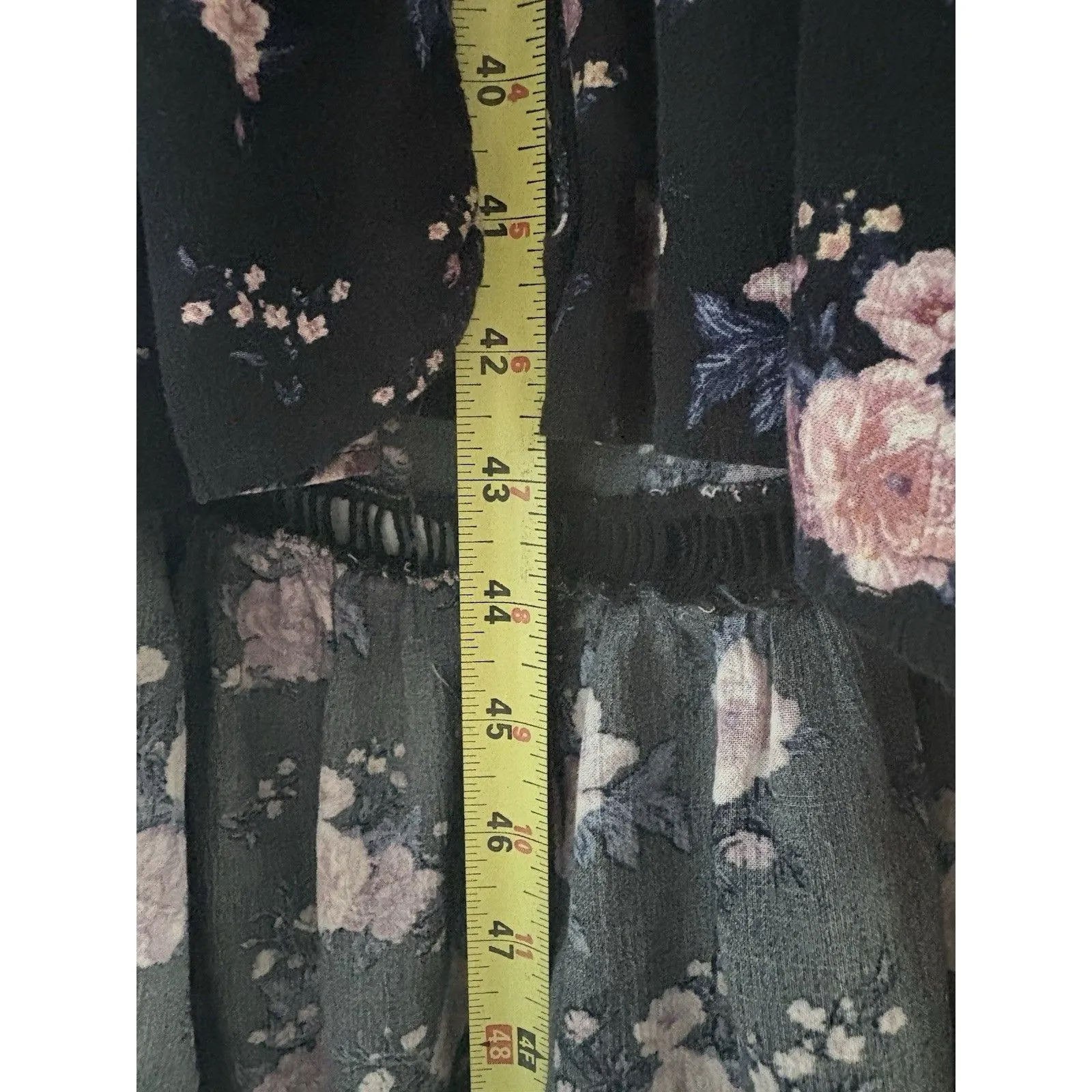American Eagle Floral Maxi Dress Size L Black Cottage Prairie Country Hi Low - Image 8