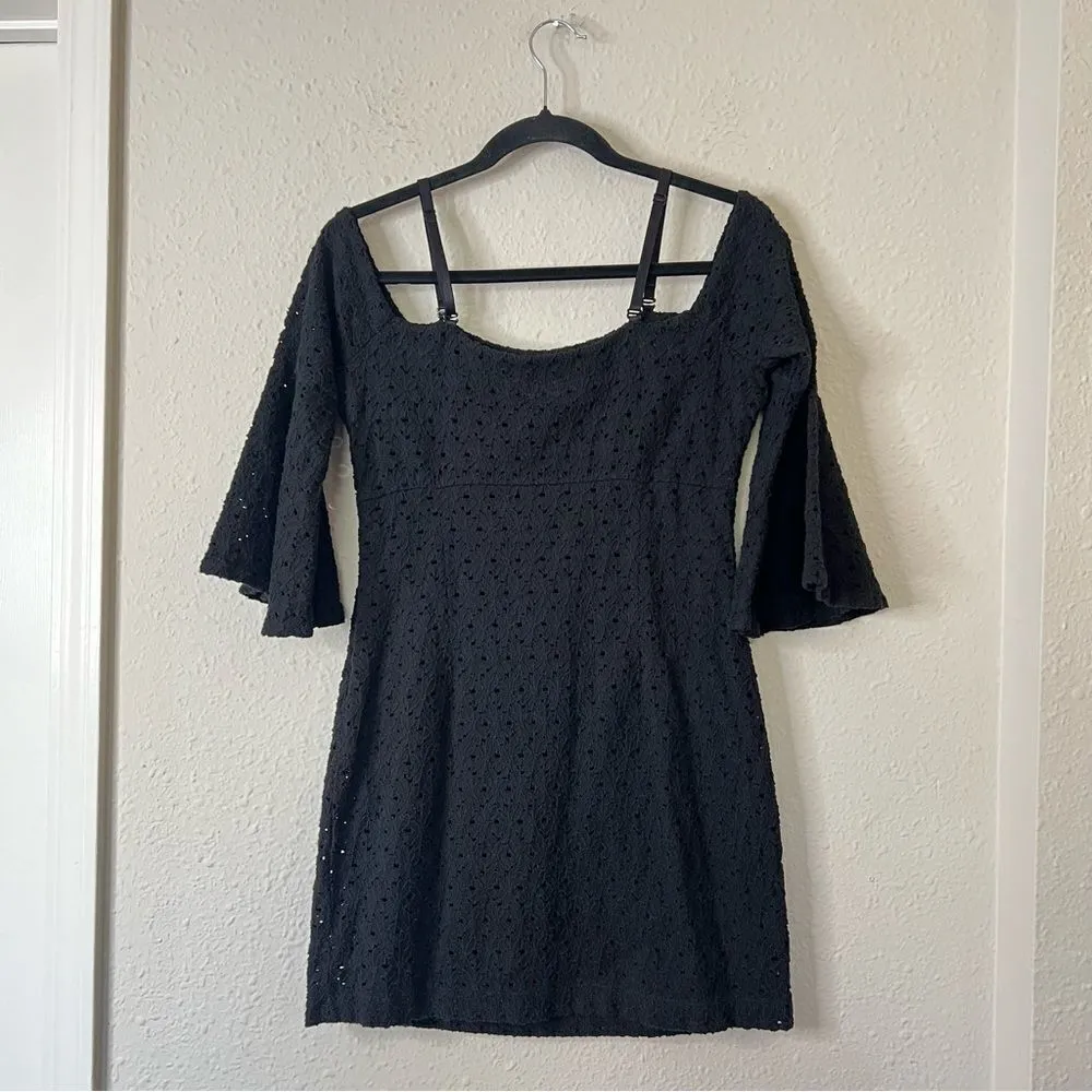 Free People Sophia Black Eyelet Crochet Mini Dress Bodycon Revolve - Image 8