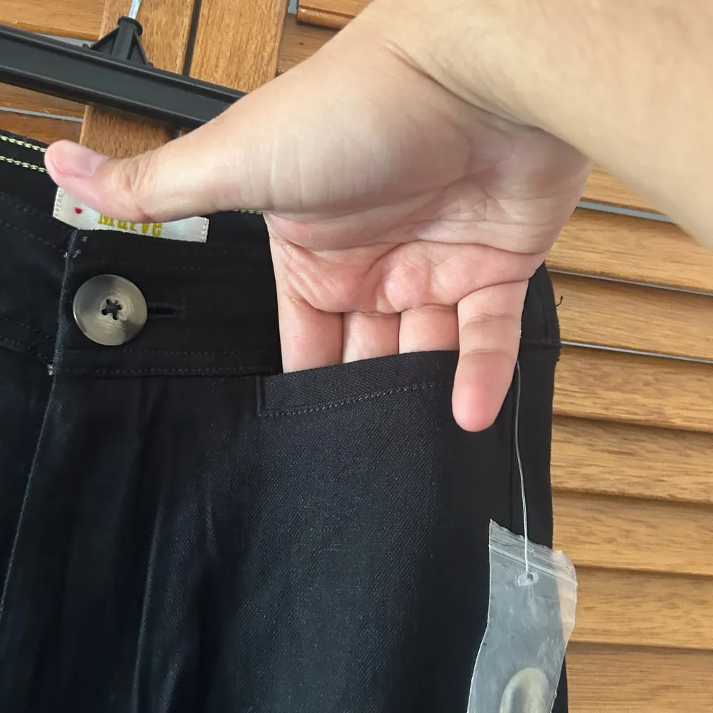 Maeve By Anthropologie Women’s Black Wide Leg Linen Dress Pants Sz 24 NWT - Image 4