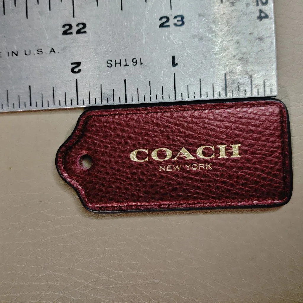 Coach Handbag Burgundy Gold Pebbled Leather Hang Tag Only Charm Tag Fob - Image 2