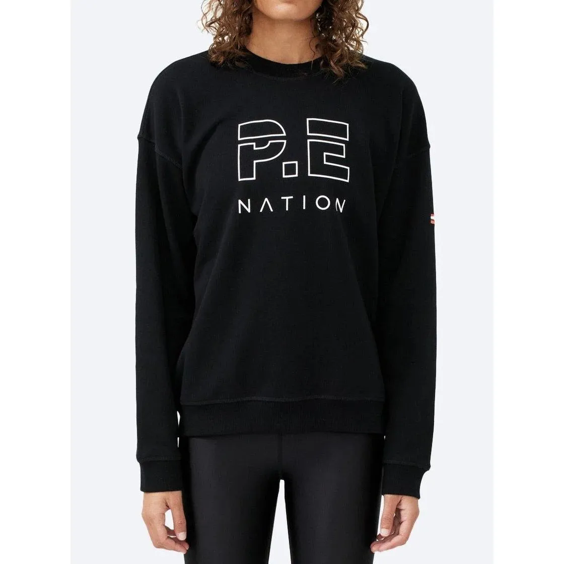 P.E. Nation Heads Up Sweatshirt Size XS Black Oversized Logo Pullover Crewneck - Image 3