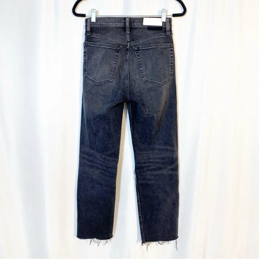 Re/Done Originals 70s Stove Pipe Straight Jeans Faded Coal With Rips Distressed - Image 5