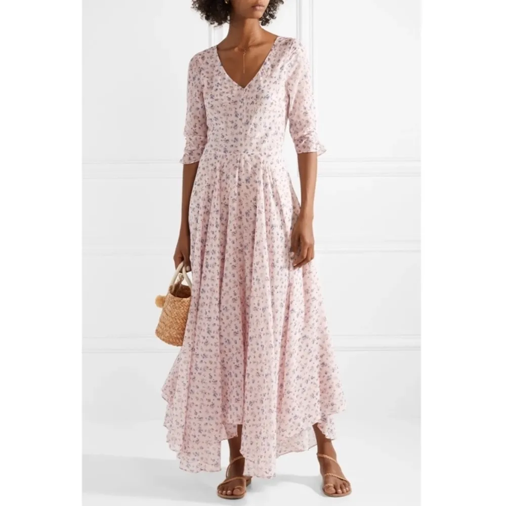 LoveShackFancy‎ Larissa Floral Print Cotton Silk Blend Maxi Dress Size 8 Jardin - Image 3