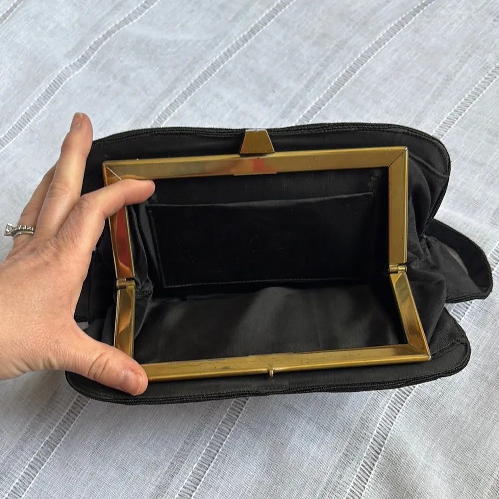 Vintage Black Woven Shoulder Bag with Crescent Shape - Image 9