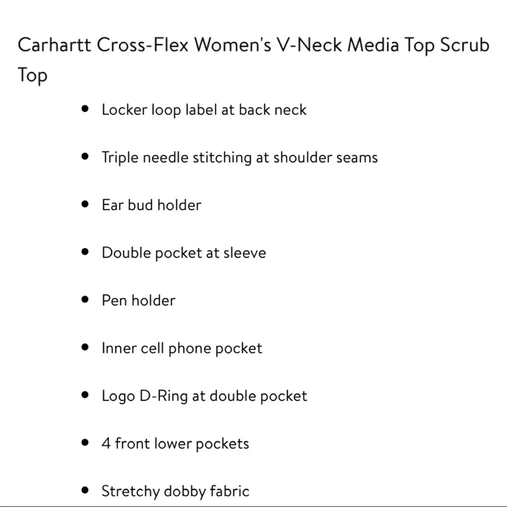 Carhartt Force Cross Flex V Neck Scrub Top S - Image 14