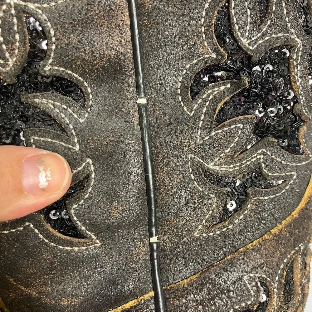 Corral‎ sequin inlay brown suede boots size 7 - Image 8