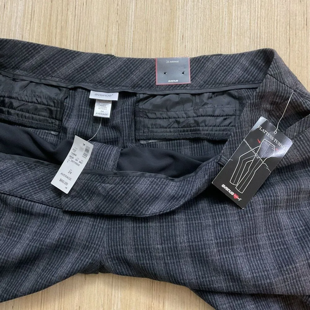 Avenue Tummy Control Trouser Plus Size 24 Plaid Slimming Dress Pants New Career Black - Image 8