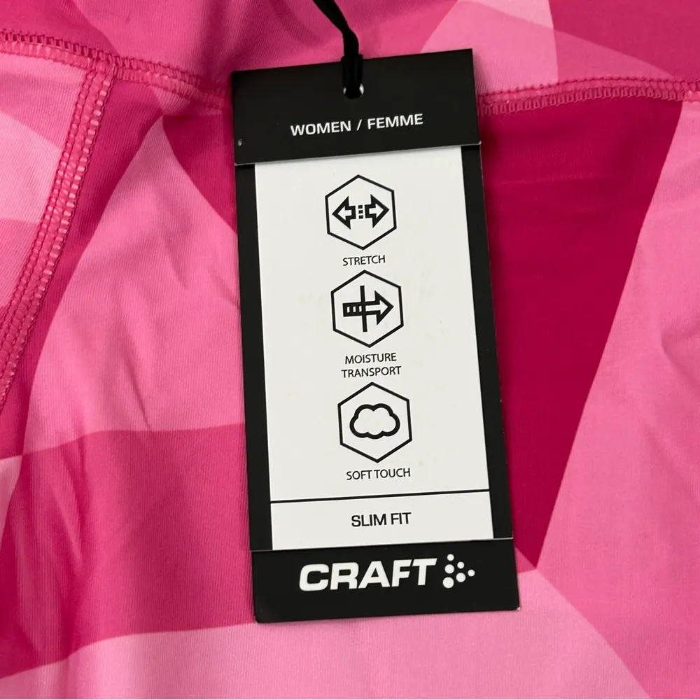 Craft Pure Print Tights Pink Geo Pop Running Workout Gym Ski Leggings Women's XS - Image 3