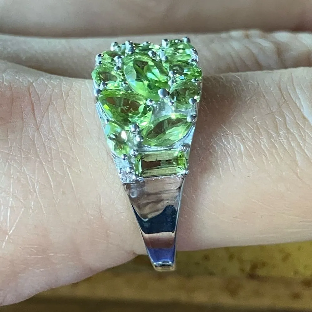 Natural Peridot Sterling Silver Ring Size 10 - Image 3