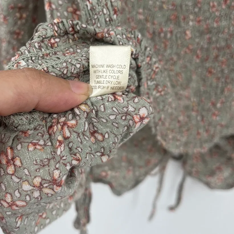 Liberty Love Milkmaid Womens Top Sz Xl Sage Cottagecore Boho Prairie Smocking - Image 9