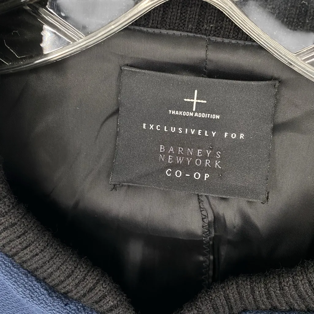 Thakoon Addition x Barneys New York Tweed Cotton Leather Moto Bomber Jacket Blue Size 0 - Image 5