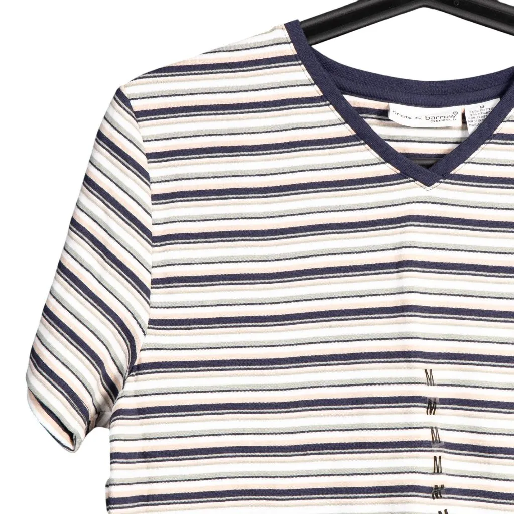 Croft & Barrow Striped VNeck Shirt M Womens Blue Green Cream White Short Sleeve - Image 2