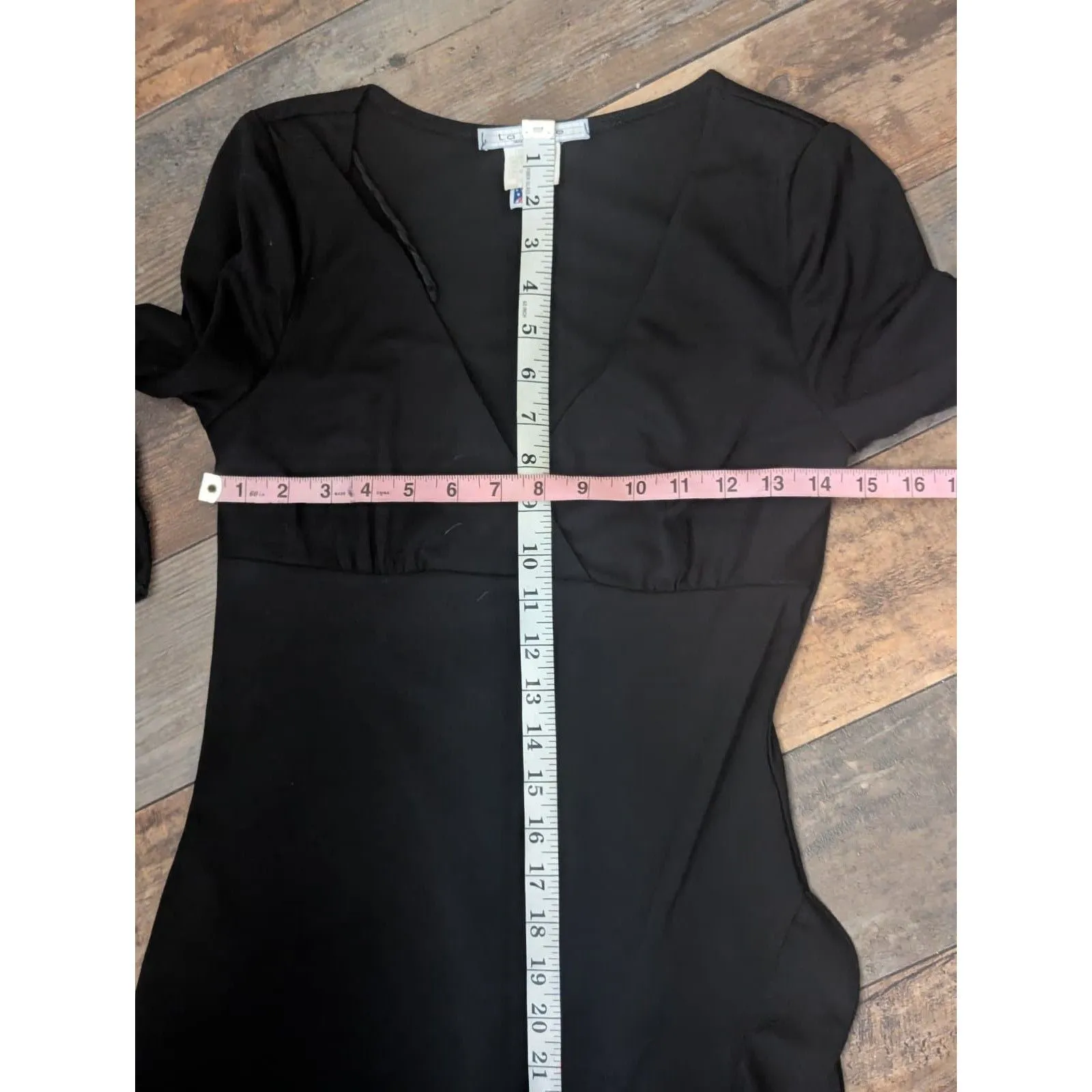 Vintage La Belle Black Ruffle Wrap Dress Long Sleeve Whimsigoth Goth Witchy M Size M - Image 6