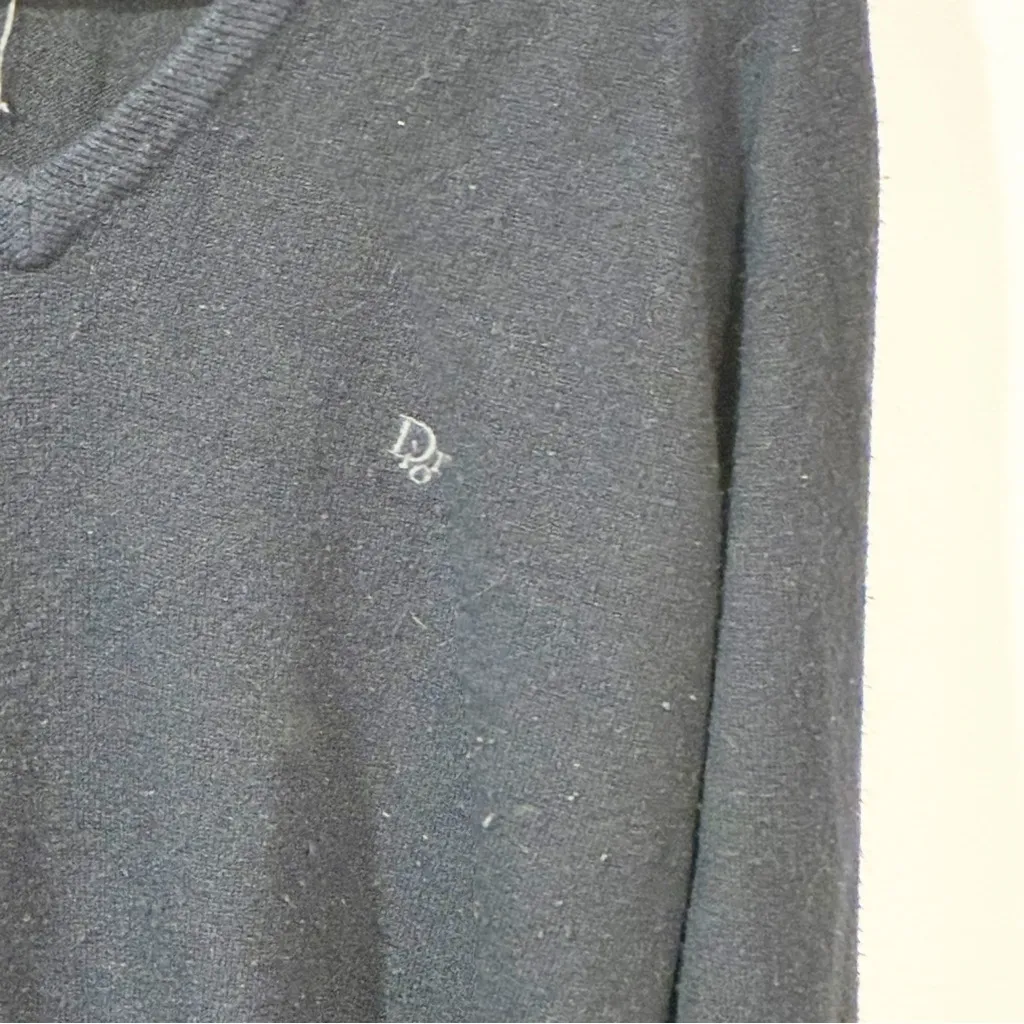 Christian Dior Vintage Black V Neck Made in USA Sweater Size Small - Image 2