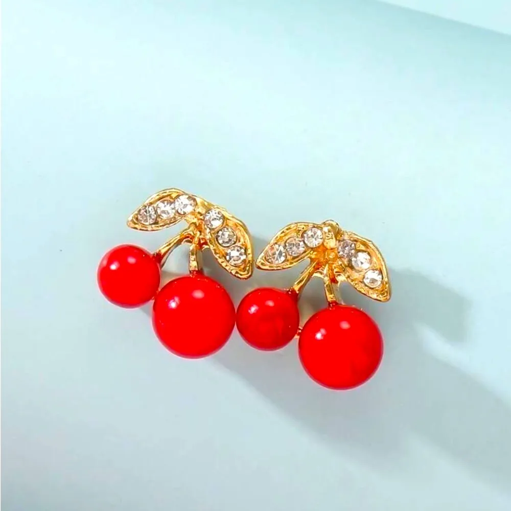 18k gold tone Cherry 🍒 earrings​ - Image 3
