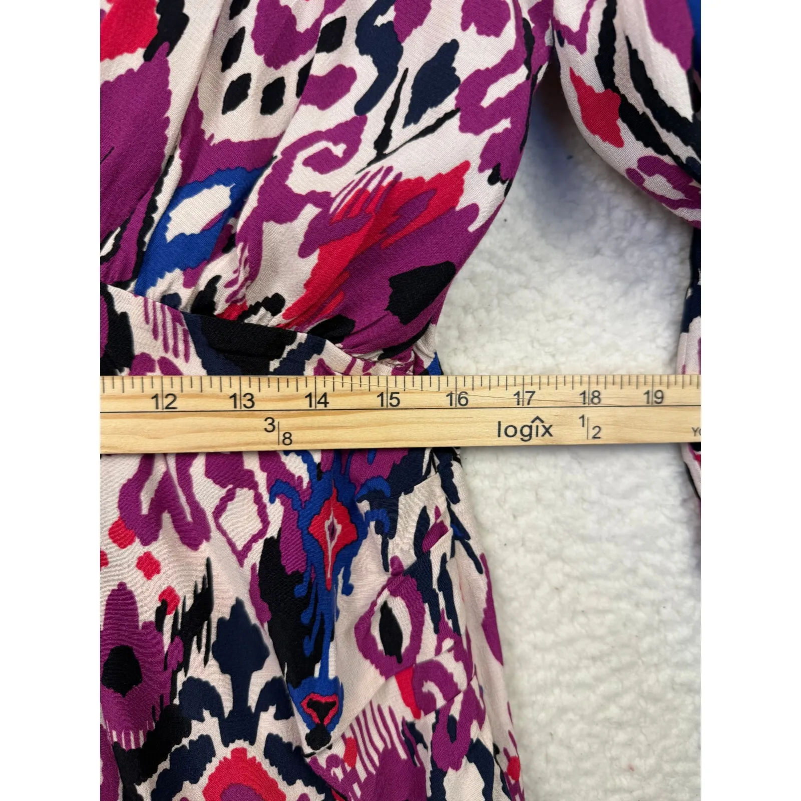 ZARA PRINTED SHIRT DRESS Faux Wrap Long Sleeve Size XLarge NWT - Image 6