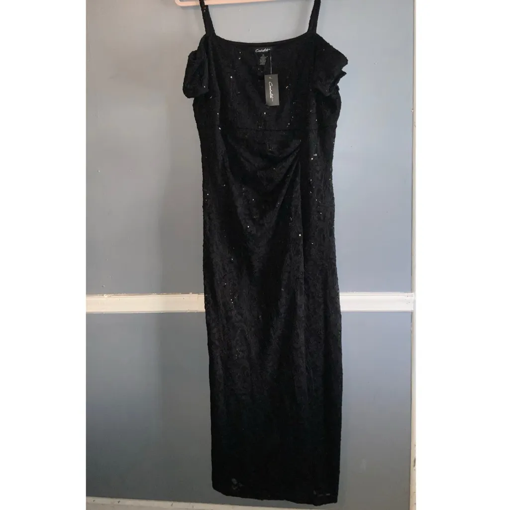 Candalite Black Sequin Off Shoulder Slit Leg Formal Maxi Dress Dress XL NWT - Image 3