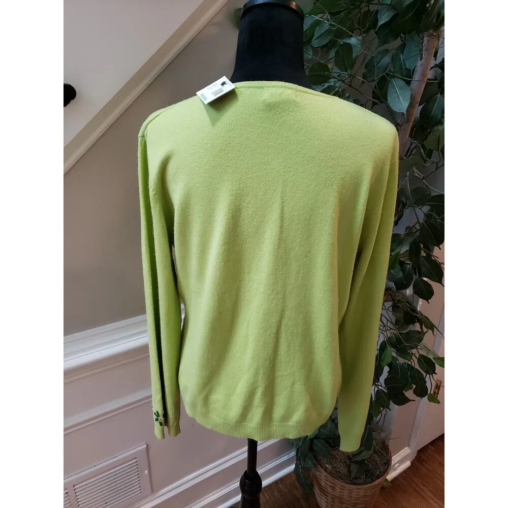 George Cardigan Sweater Womens XL Green Bejeweled Knitted Long Sleeve Button - Image 4