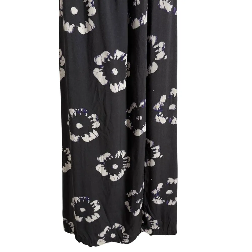 Busayo Collective Hibiscus Floral Print Black Halter Tie Neck Maxi Dress Size XS - Image 8