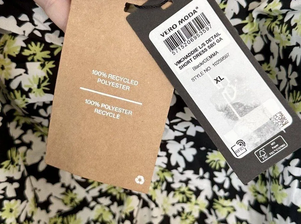 NWT Vero Moda Chaddie Ditsy Floral Boho Long Sleeve Ruched Mini Dress - XL - Image 7