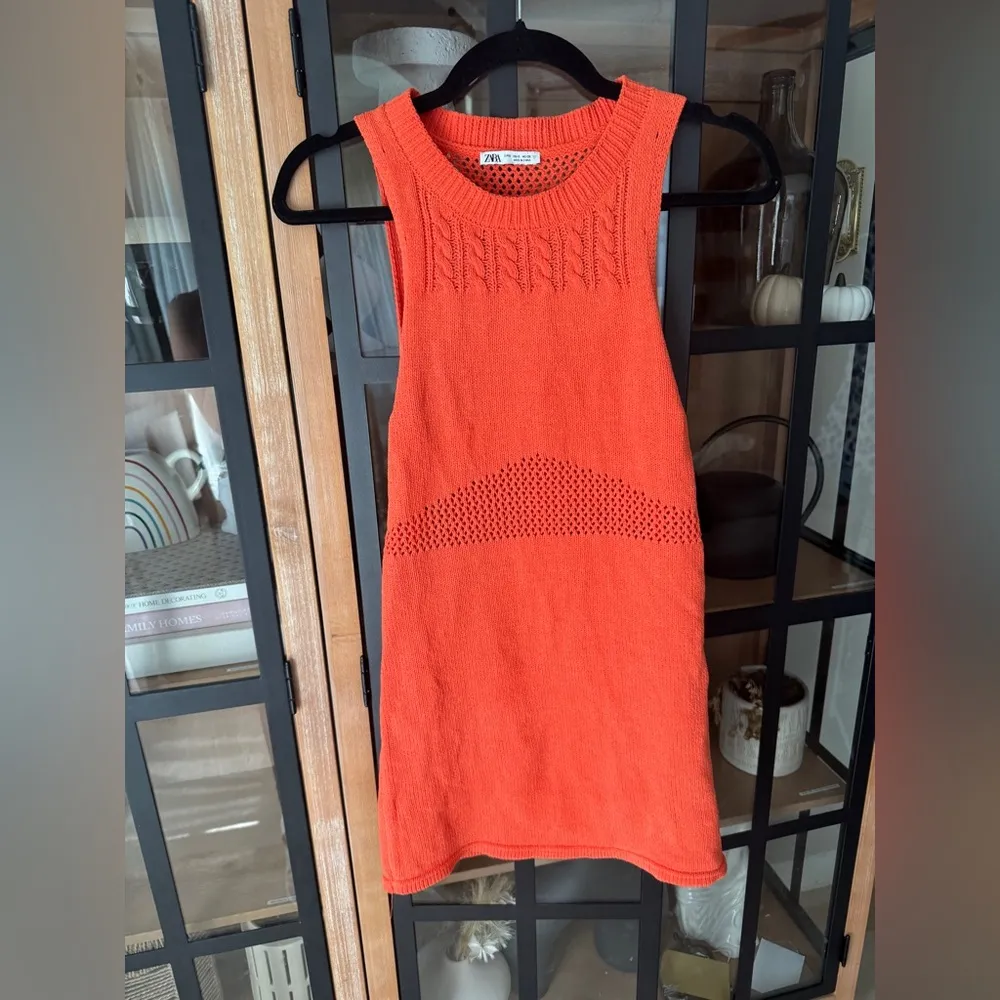Zara knit mini dress open chenille crochet sleeveless a-line tank - Image 4