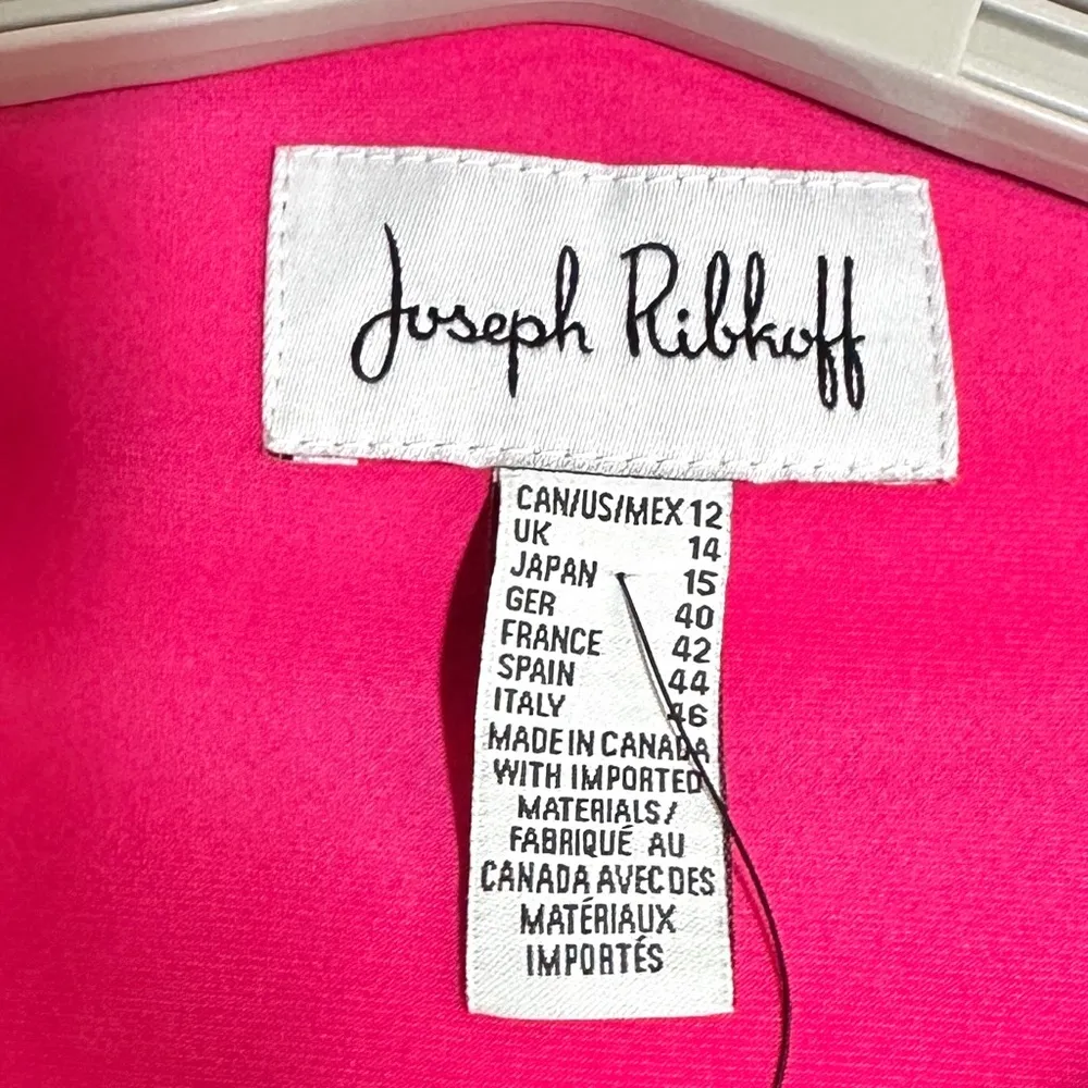 Jacob Ribkoff Asymmetrical Swing Jacket 12 Tulip Sleeve Pink Tuxedo Collar New - Image 4