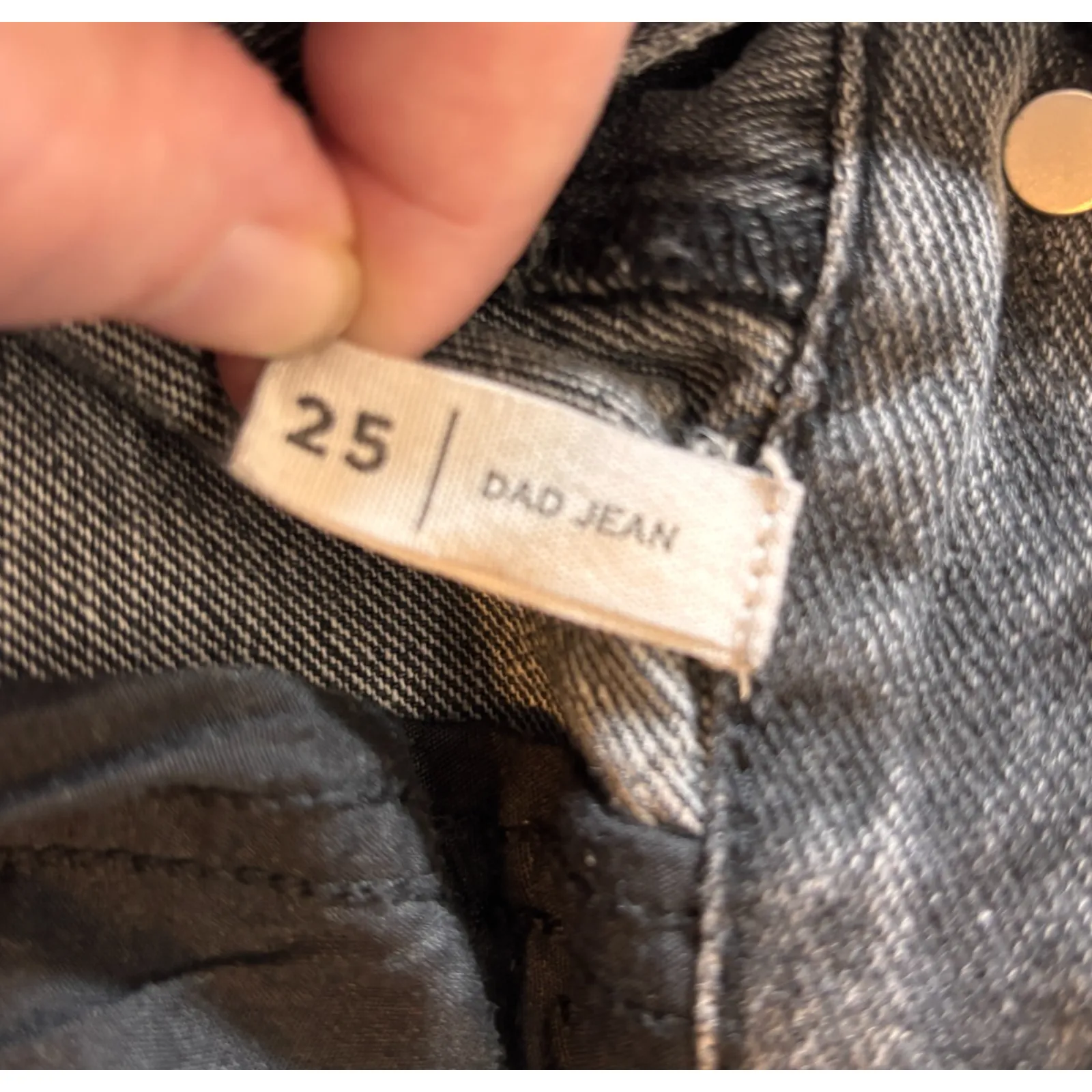 Pacsun Dad Jean Faded Black Denim Jeans Wide Leg Slit Button Fly Relaxed Fit 25 - Image 7