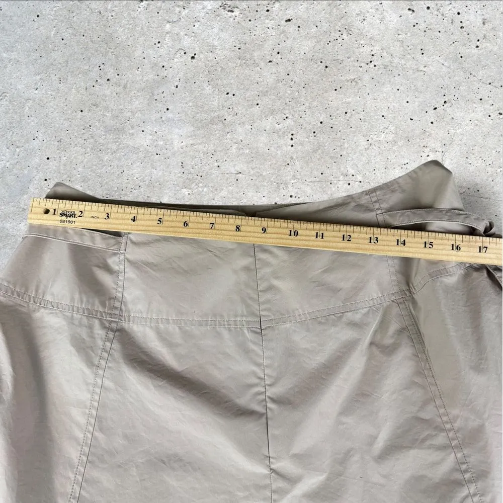 3.1 Phillip Lim Button Front Tie Waist Midi Skirt‎ Khaki Pleated Sz 12 - Image 11