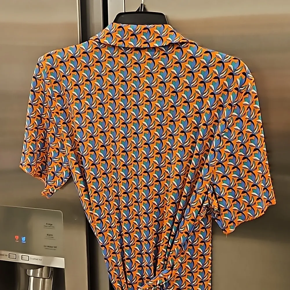 💕DIANE VON FURSTENBERG💕 Abigail Midi Wrap Dress Mandarin Print Large *ALTERED* - Image 16