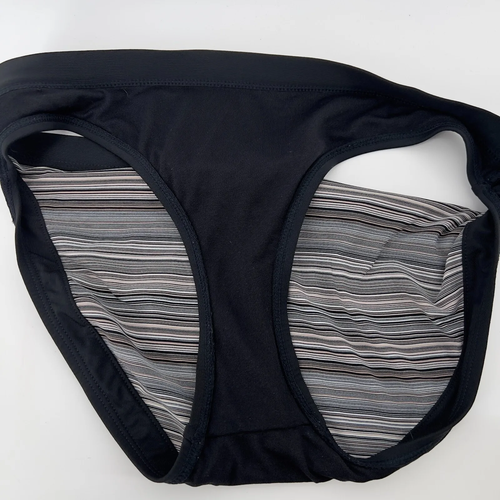 Athleta Women M Veracruz Stripe Bikini Bottom Black White‎ Tan Swim Summer Pool - Image 3