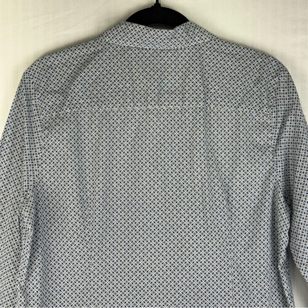 Liz Claiborne Classic Button Down Shirt Women Size Large Blue Diamond Green Dots - Image 7