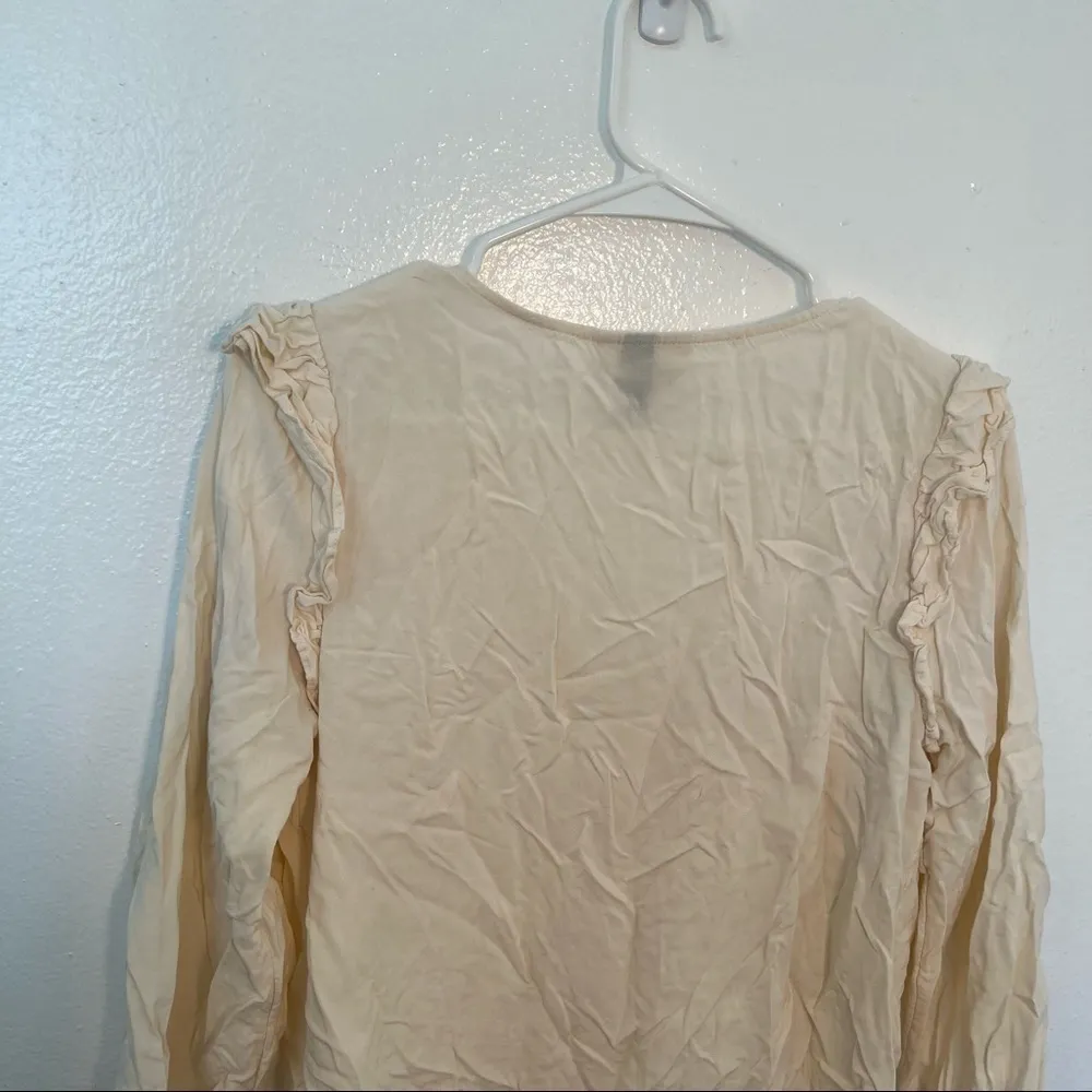 Universal Thread Double Ruffle Long Sleeve Deep V-Neck Top Cream - Image 11