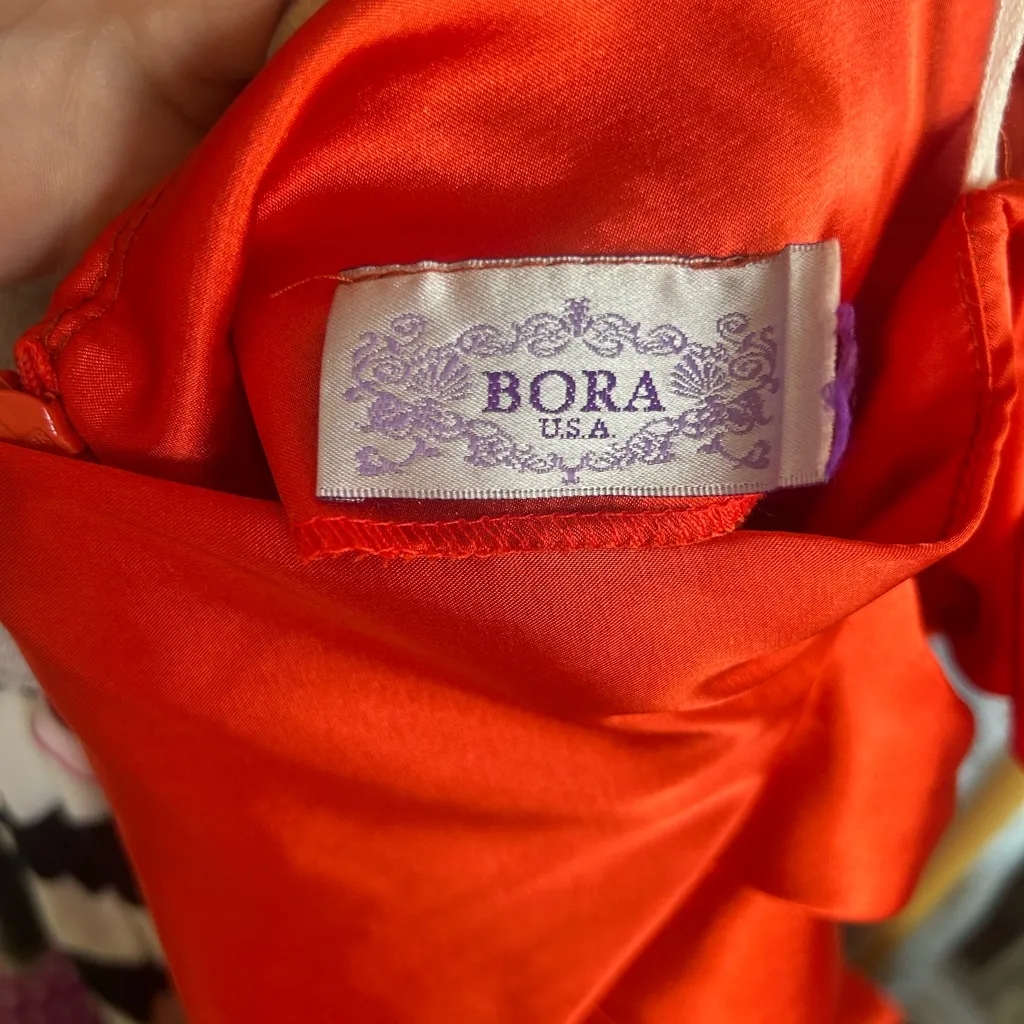 Vintage Bora USA Red Satin Rhinestone Halter Dress – Y2K - Image 3