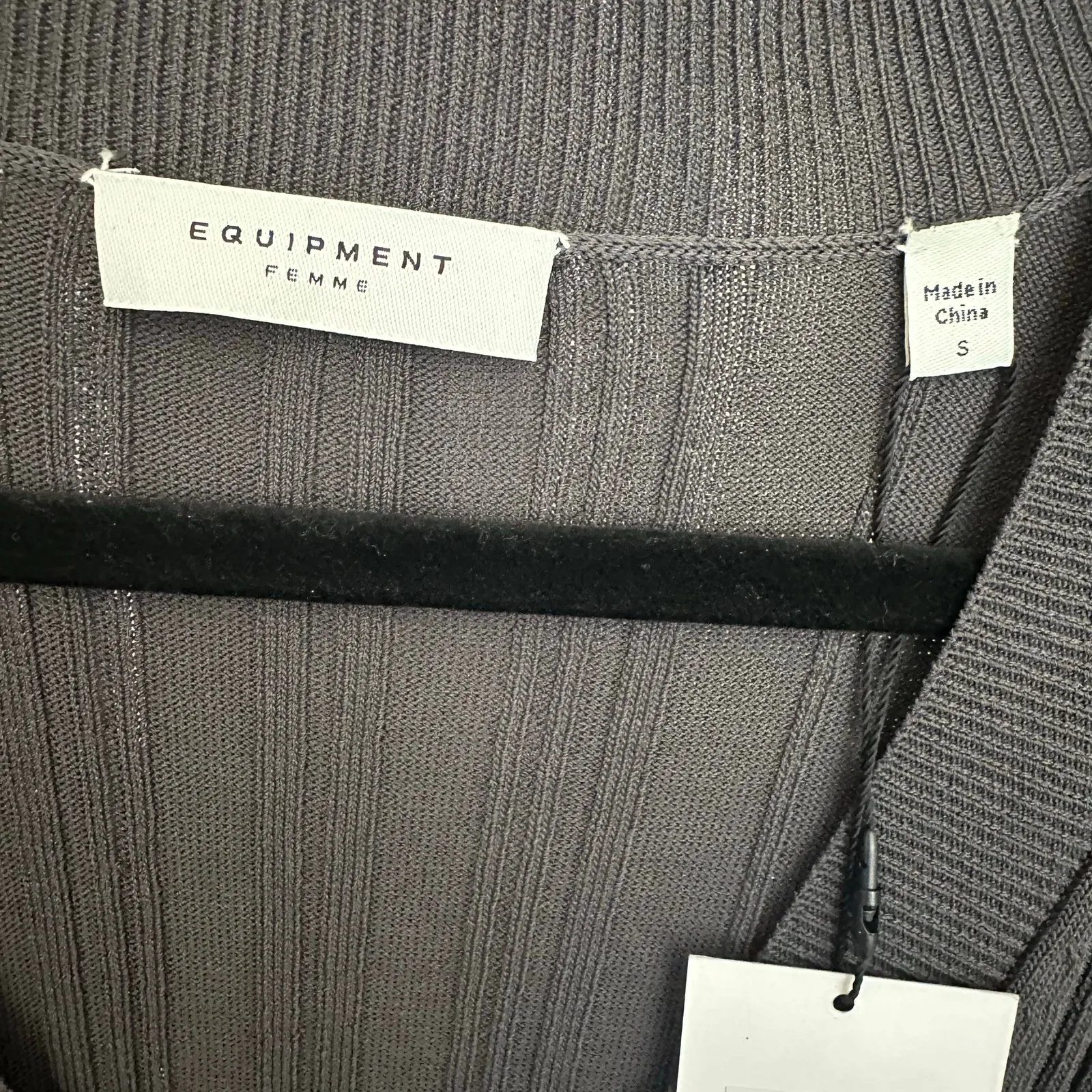 NWT Equipment Aderes V-Neck Jumper Ribbed Long Sleeve Sweater Gray Size Small - Image 5