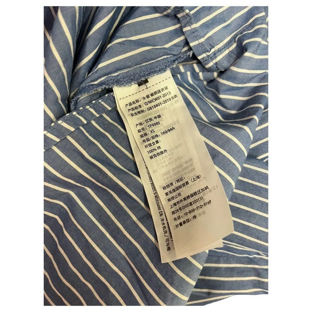 Abercrombie Fitch Dress Womens XS Sleeveless Striped Ruffle Henley Western Blue - Image 7