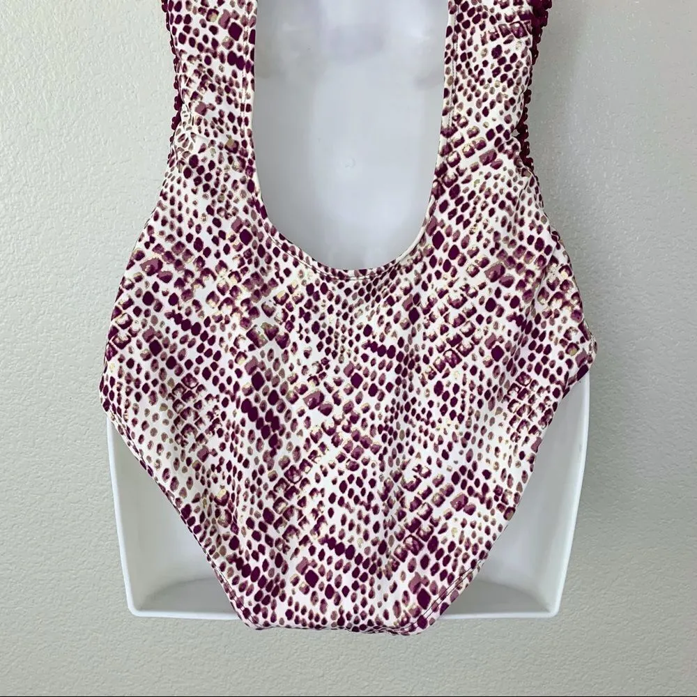 Ambrielle Size XL Animal Print One Piece Swimsuit Purple - Image 9