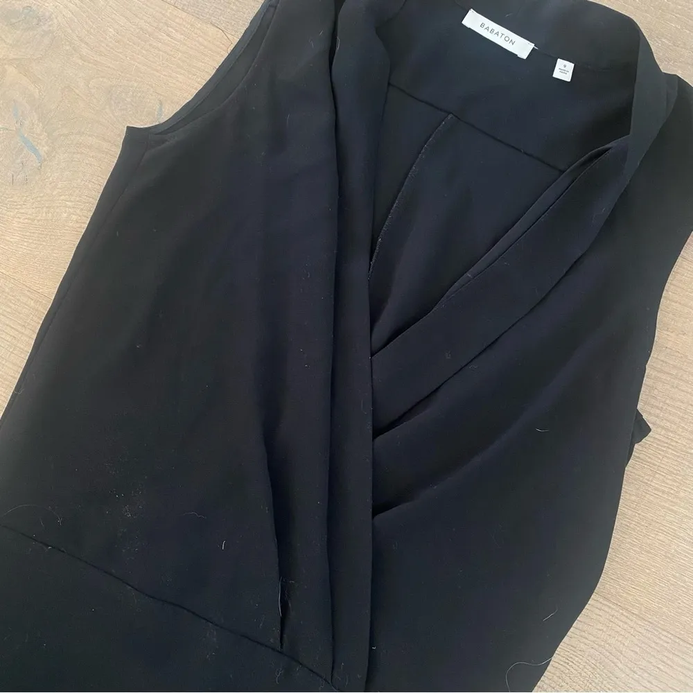 babaton aritzia black draped v-neck lbd mini dress - Image 2