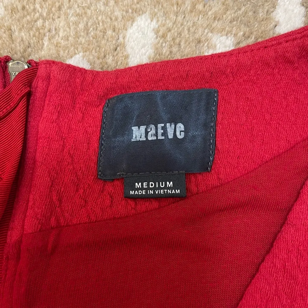 Maeve Anthropologie  Womens Medium Splitshade Red Pullover Tulip Dress size M - Image 6