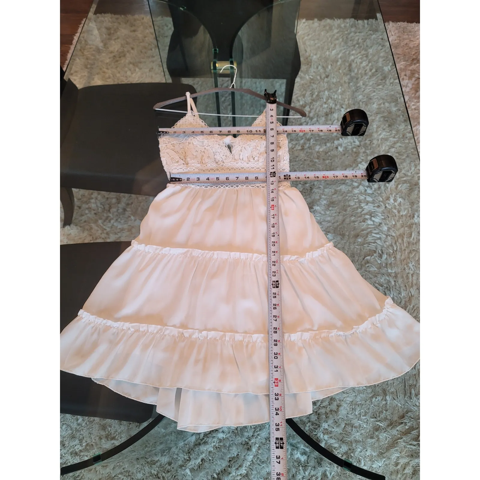 Ecowish Sundress Women Size L White Lace Tiered Sleeveless Summer Beach Casual - Image 13