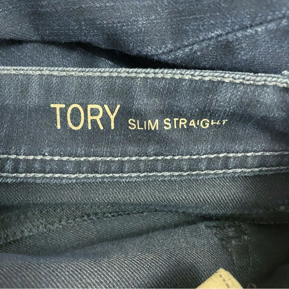 DL1961 Tory Slim Straight Mid Rise Dark Indigo Wash Jeans Women’s Size 29 | 8 - Image 9
