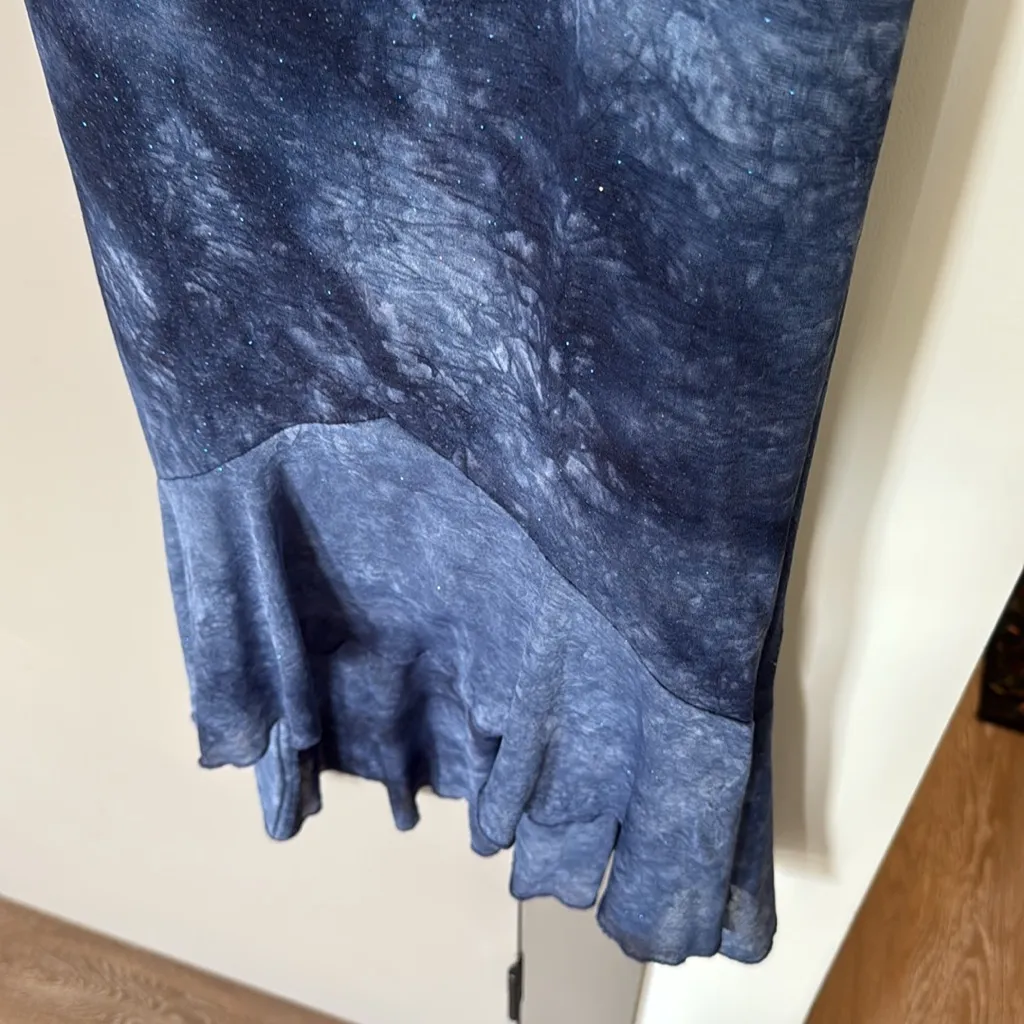 City Triangles Navy High Low Dress Vintage Sparkly Y2K Galaxy Dyed - Image 4