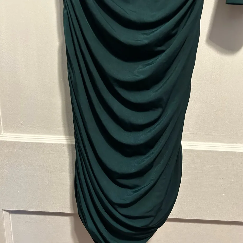 NWOT Zenobia Elegant Teal/Emerald Green One-Shoulder Dress 1XL - Image 5