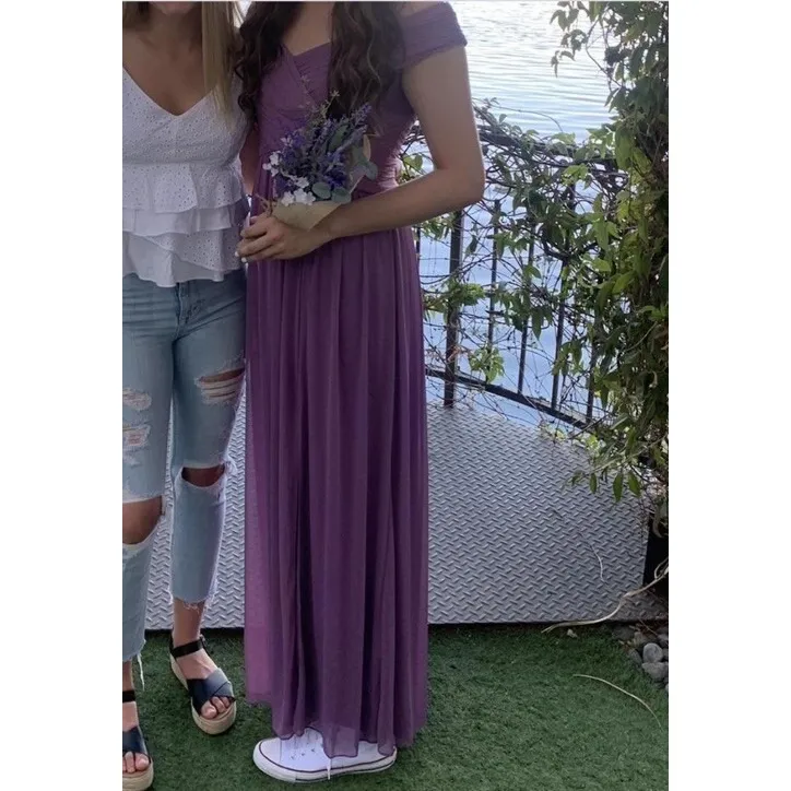 David's Bridal Women Dress Purple Maxi Gorgeous Preppy Lace Sleeveless - Size 18 - Image 5