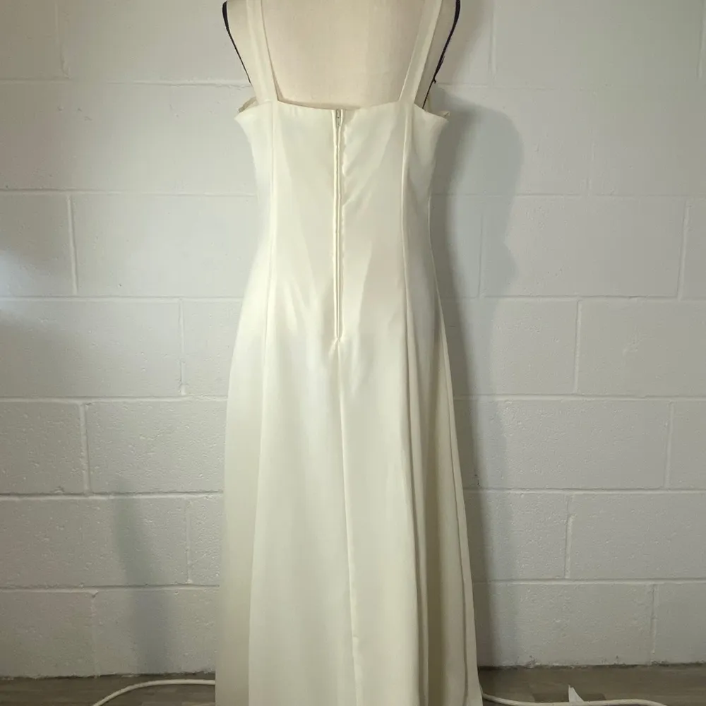 Aspeed Off White Cream Long Wedding Prom Formal Dress w Beaded Appliqué - Image 5