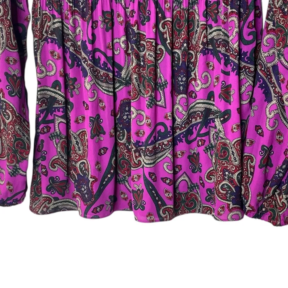 LAUREN Ralph Lauren Black Label Purple Paisley Pleated Georgette Blouse Size L Size L - Image 9